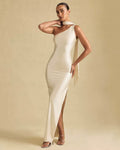 Elegant One-Shoulder Satin Maxi Dress