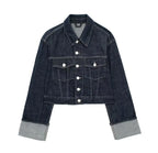 Vintage Denim Jacket and Pants Set – Women’s High-Waisted Wide Leg Jeans & Long Sleeve Coat for Streetwear Style