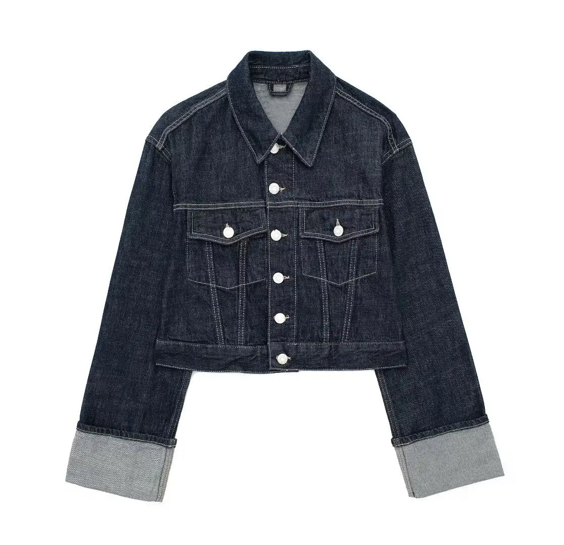 Vintage Denim Jacket and Pants Set – Women’s High-Waisted Wide Leg Jeans & Long Sleeve Coat for Streetwear Style