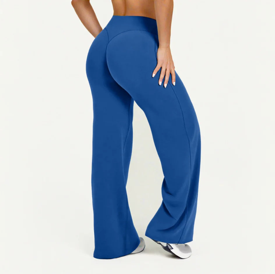 Pantalon de yoga ultra doux à jambe droite – Pantalon de sport taille mi-haute effet seconde peau pour femme