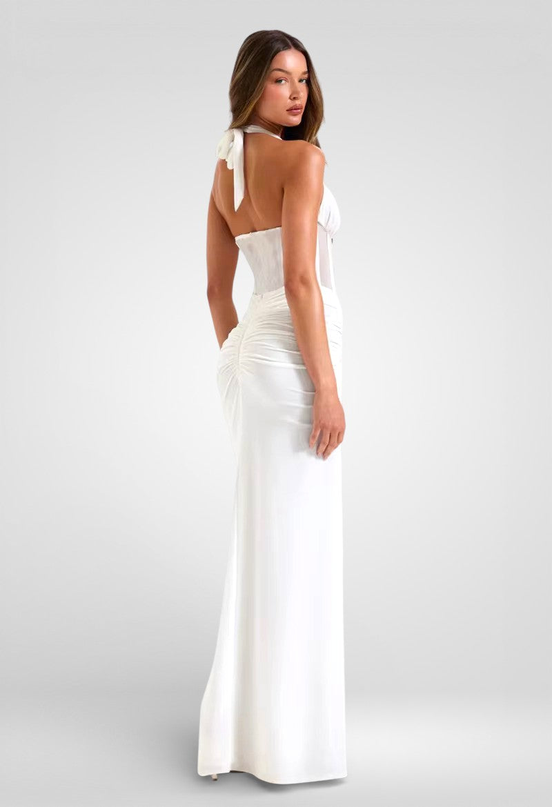 Halter V-Neck Backless Maxi Dress