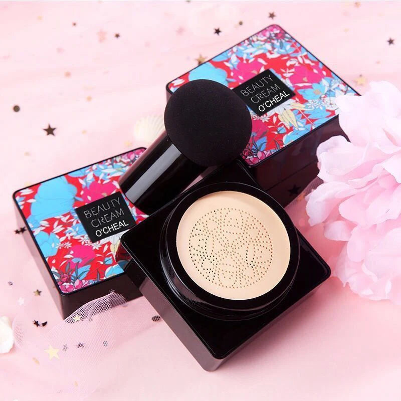 OCHEAL Mushroom Head BB Cream – Concealer Cushion Foundation with Puff | Waterproof, Brightening & Long-Lasting | 20g