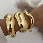 Klobiges goldenes Manschettenarmband im Punk-Stil – unregelmäßiger geometrischer Vintage-Armreif für Frauen