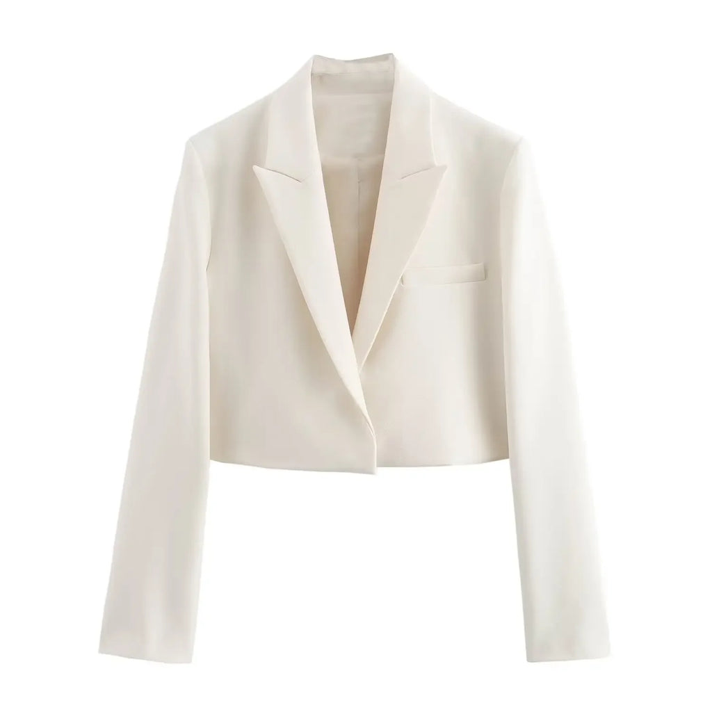 Kurzblazer für Damen – Sommer-Schnäppchen, einfarbige Anzugjacke mit langen Ärmeln