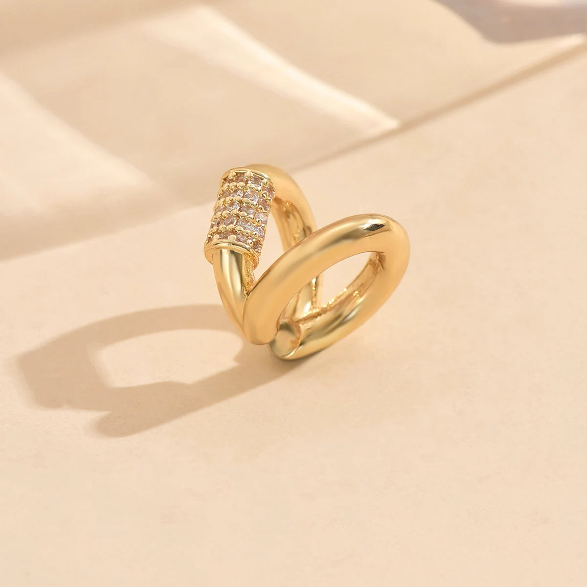 3pcs Gold Zircon Clip-On Earrings Set for Women – Non-Piercing Cuff Style, Trendy Geometric Design