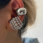 Exaggerated Wide Gold Clip-On Earrings for Women – Irregular Shape, Boho Style, Non-Piercing Metal Set