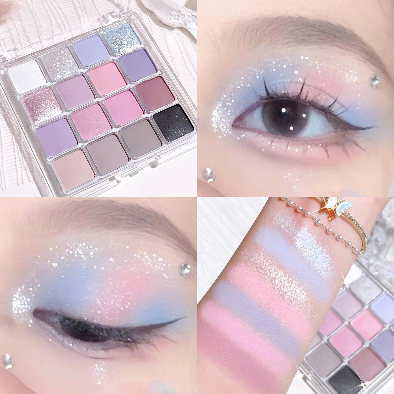 16-Color Sunset Eyeshadow Palette – Matte & Shimmer Earth Tones, Waterproof Korean Eye Makeup