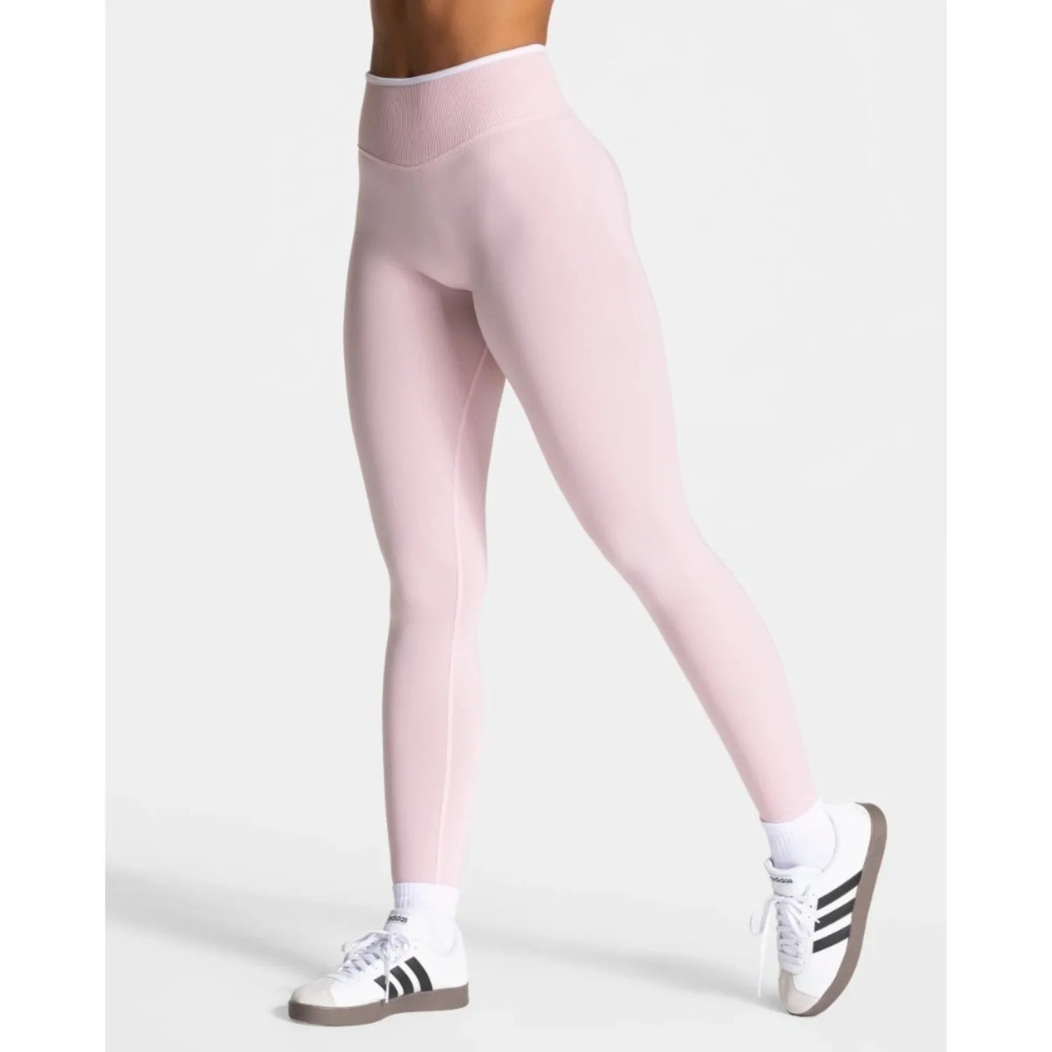 Leggings de sport taille haute sans coutures – Pantalon de yoga uni avec bordure blanche et effet gainant