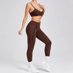 2-Piece Seamless Yoga Set -Brown