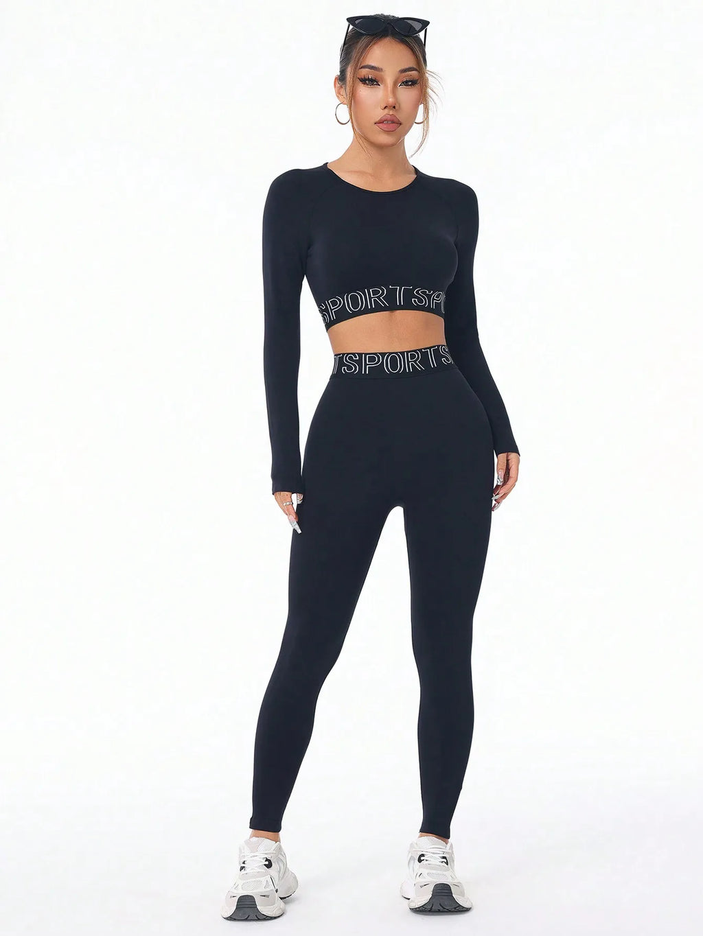 Seamless 2-Piece Workout Set – Scrunch Butt Leggings & Long Sleeve Crop Top