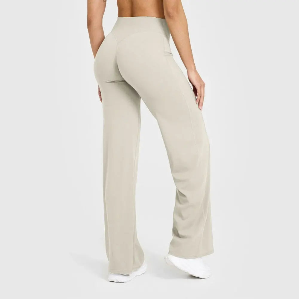 Pantalon de yoga ultra doux à jambe droite – Pantalon de sport taille mi-haute effet seconde peau pour femme