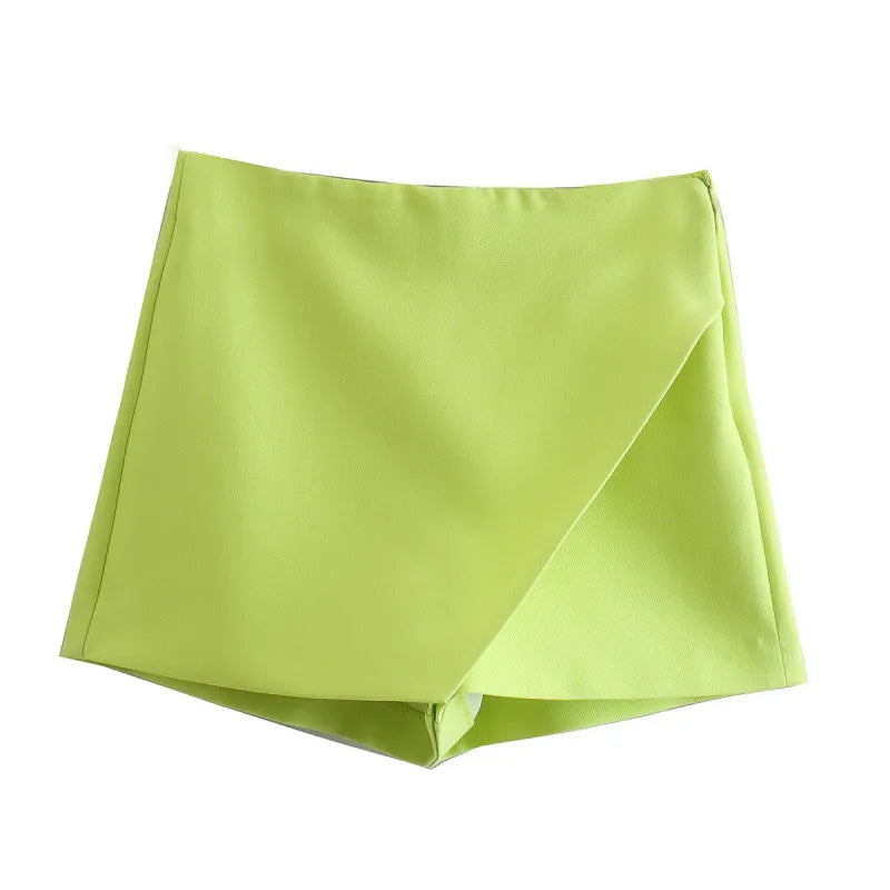 Falda pantalón asimétrica de cintura alta para mujer: falda corta vintage con cremallera y bolsillos traseros
