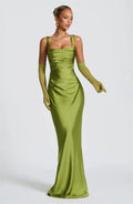 Satin Lace-Up Backless Maxi Dress – Sexy Halter Off-Shoulder Bodycon Gown