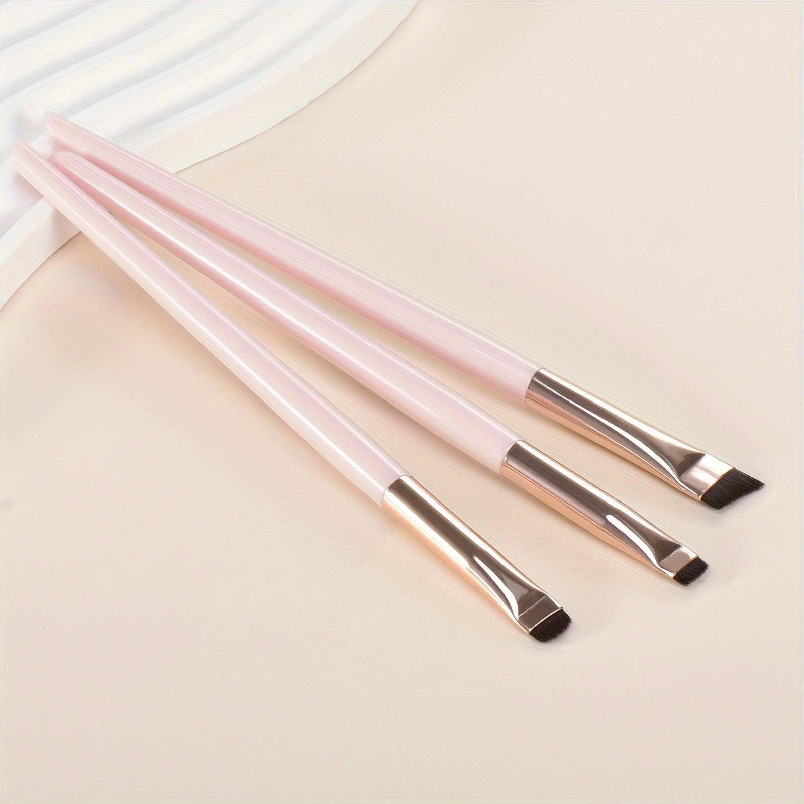 3-Piece Eyeliner & Eyebrow Brush Set – Ultra-Thin, Angled Makeup Brushes with Wooden Handle