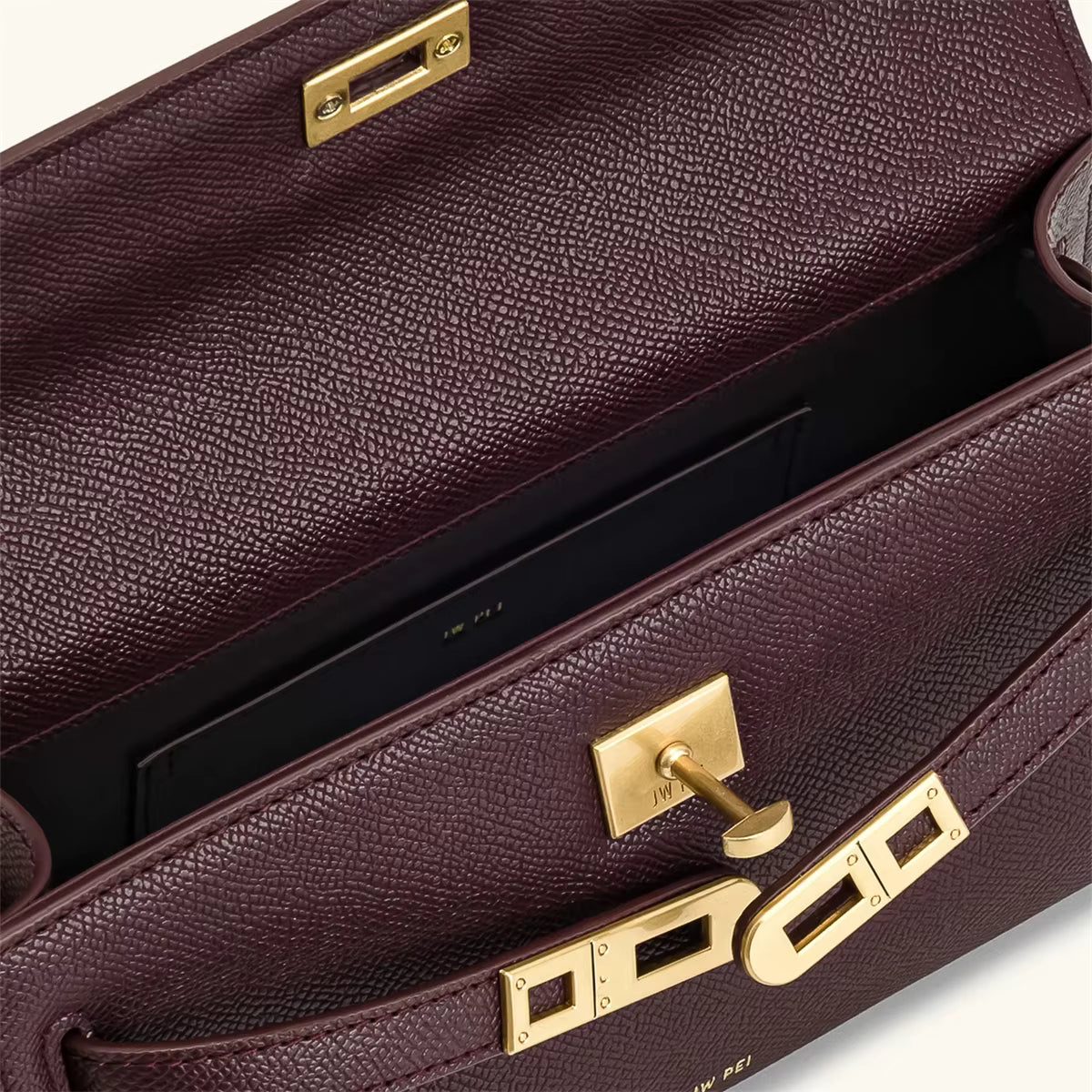 Crocodile-Embossed Leather Square Handbag