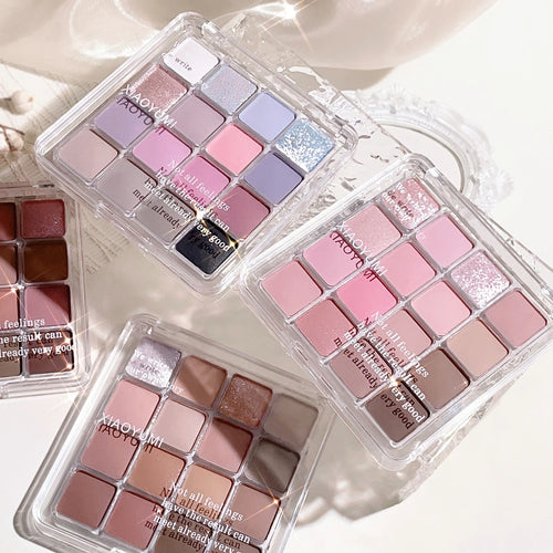 16-Color Sunset Eyeshadow Palette – Matte & Shimmer Earth Tones, Waterproof Korean Eye Makeup