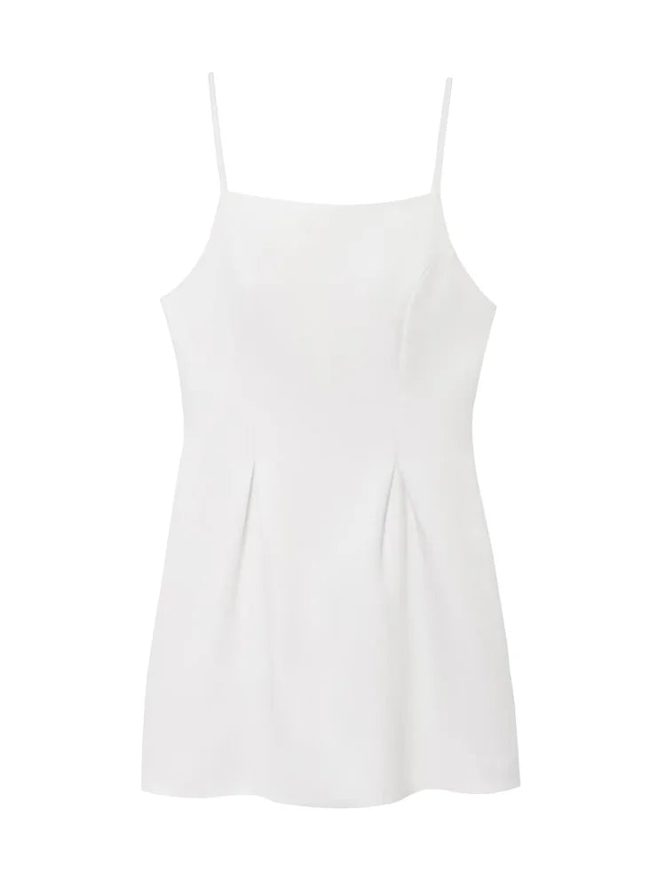 Robe courte élégante sans manches à col carré – Style élégant dos nu