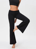 High-Waist FlowFold Flare Pants – Comfy & Stylish Stretch Loungewear