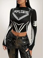 Y2K Speed ​​Crop Top – Reißverschluss vorne, Rennsport-Ästhetik 