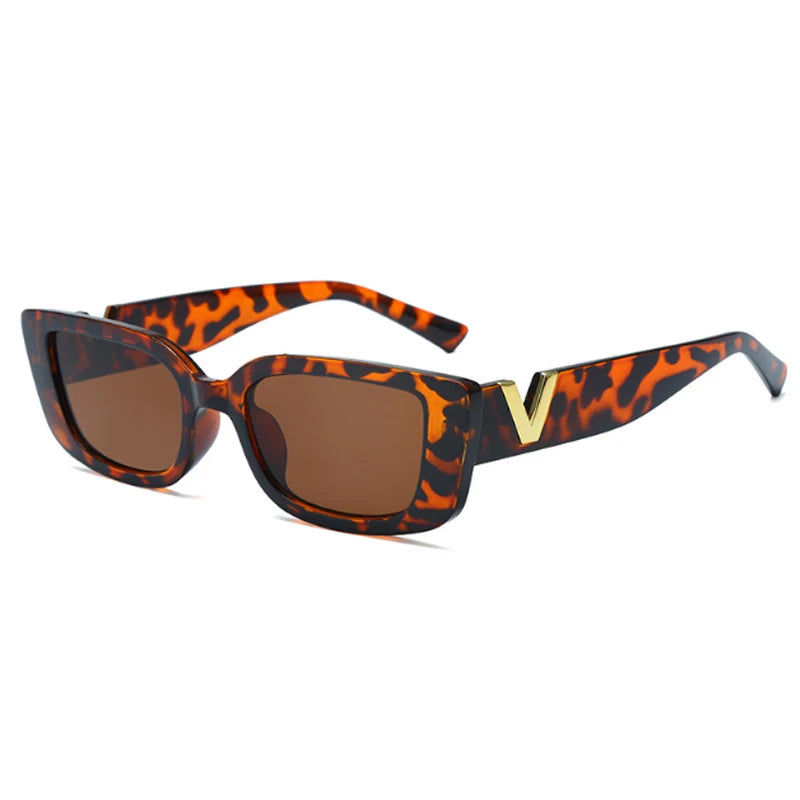 Dámské vintage obdélníkové sluneční brýle – malý rám, luxusní UV400