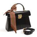 Luxury Genuine Leather Crossbody Bag – Versatile Messenger Handbag with Scarf Decor for Women