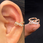 1pc Rainbow CZ Clip-On Ear Cuff – Non-Piercing Geometric Wrap Earring for Women & Girls