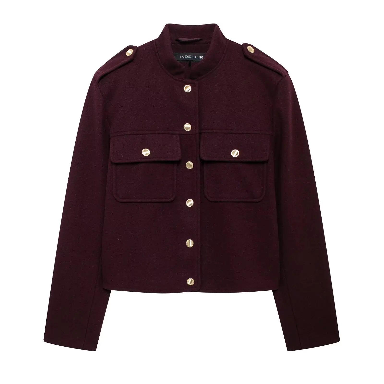 Office Chic – Tailored Pocket Jacket with Golden Buttons