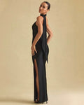 Elegant One-Shoulder Satin Maxi Dress