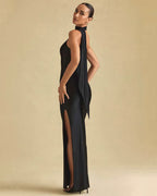 Elegant One-Shoulder Satin Maxi Dress