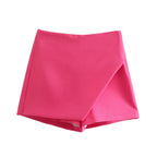 Falda pantalón asimétrica de cintura alta para mujer: falda corta vintage con cremallera y bolsillos traseros