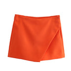 Falda pantalón asimétrica de cintura alta para mujer: falda corta vintage con cremallera y bolsillos traseros