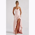 Strapless Asymmetrical Midi Dress – Sexy Backless Summer Dress with Empire Waist for Women