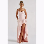 Strapless Asymmetrical Midi Dress – Sexy Backless Summer Dress with Empire Waist for Women