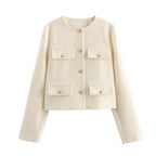 Women's Elegant Cropped Jacket – Long Sleeve Short Coat