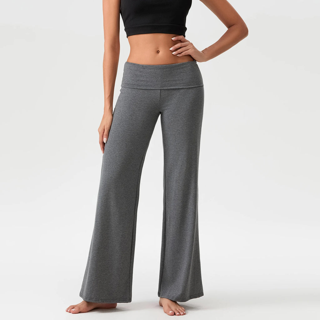 High-Waist FlowFold Flare Pants – Comfy & Stylish Stretch Loungewear