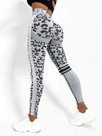 Seamless High Waist Leopard Yoga Leggings – Booty-Lifting Fitness Pants for Women