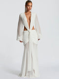 Deep V Backless Maxi Dress