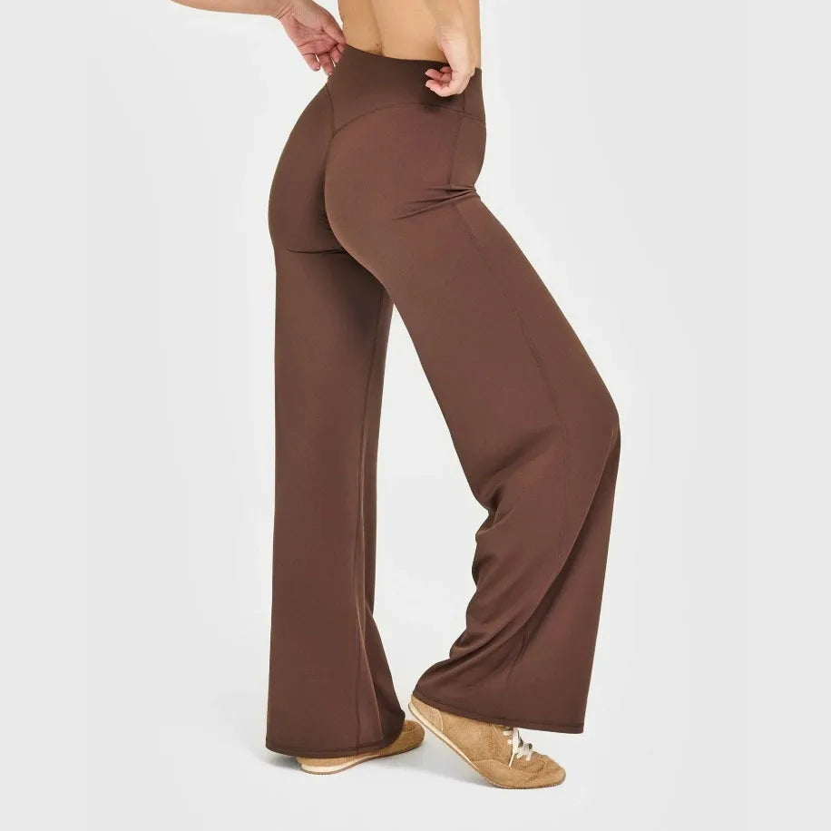 Pantalon de yoga ultra doux à jambe droite – Pantalon de sport taille mi-haute effet seconde peau pour femme