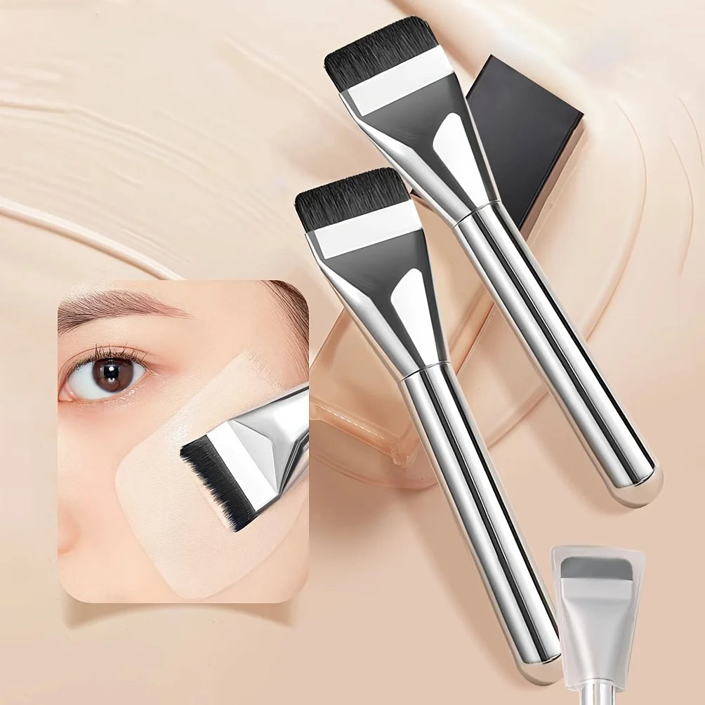 Flat-Head Foundation Brush – Ultra-Thin Traceless Makeup Brush for Smooth, Flawless Base | Wool Fiber & Metal Handle