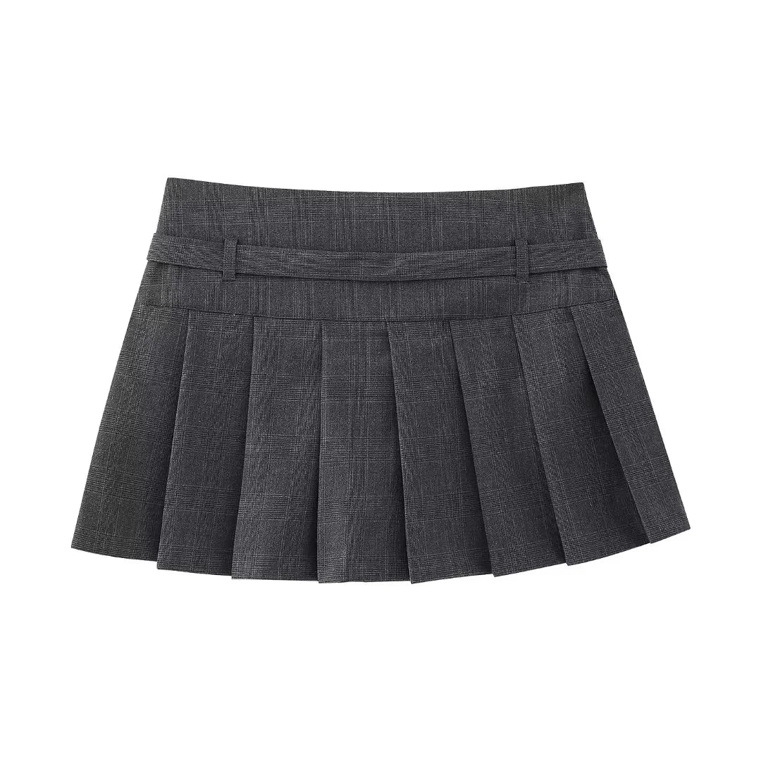 Pleated High Waist Mini Skirt with Belt – Chic Street Style