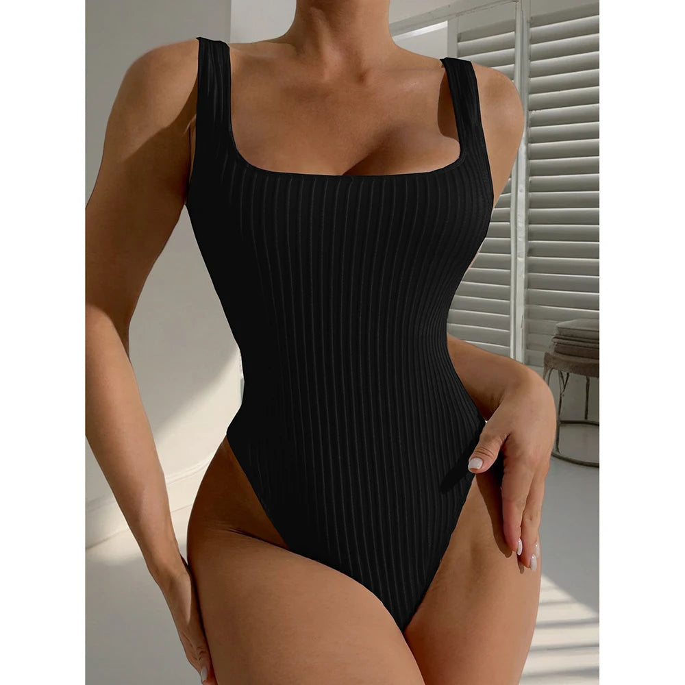 Coastal Curve – Sculpted Texture Swimwear