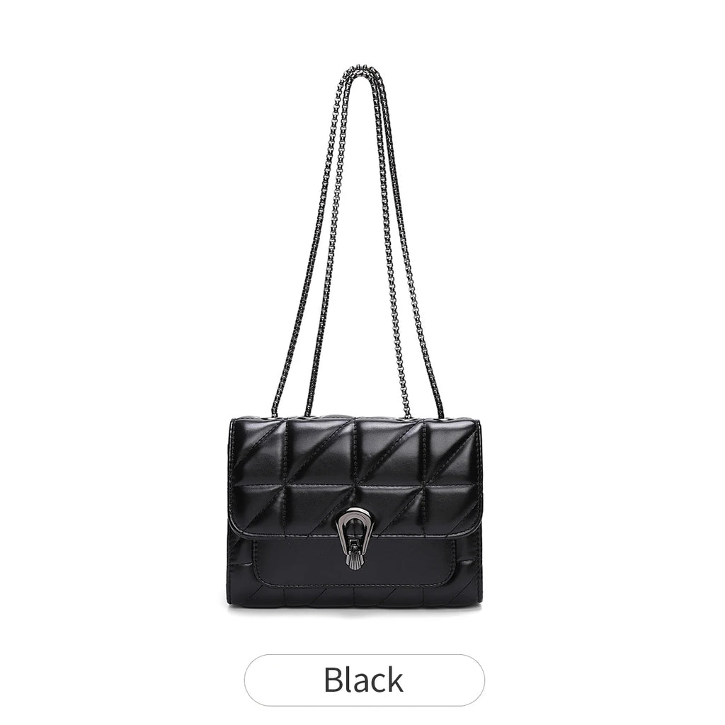 Retro Flip Women's Quilted PU Leather Crossbody Bag – Luxury Chain Shoulder Handbag