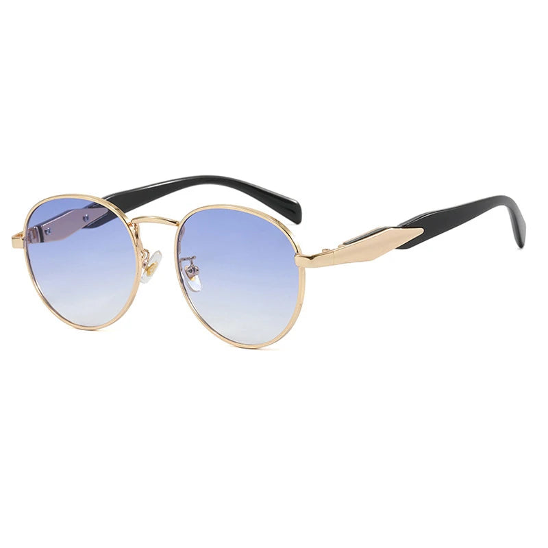 Retro Circular UV400 Sunglasses for Women & Men – Alloy Frame Fashion Shades