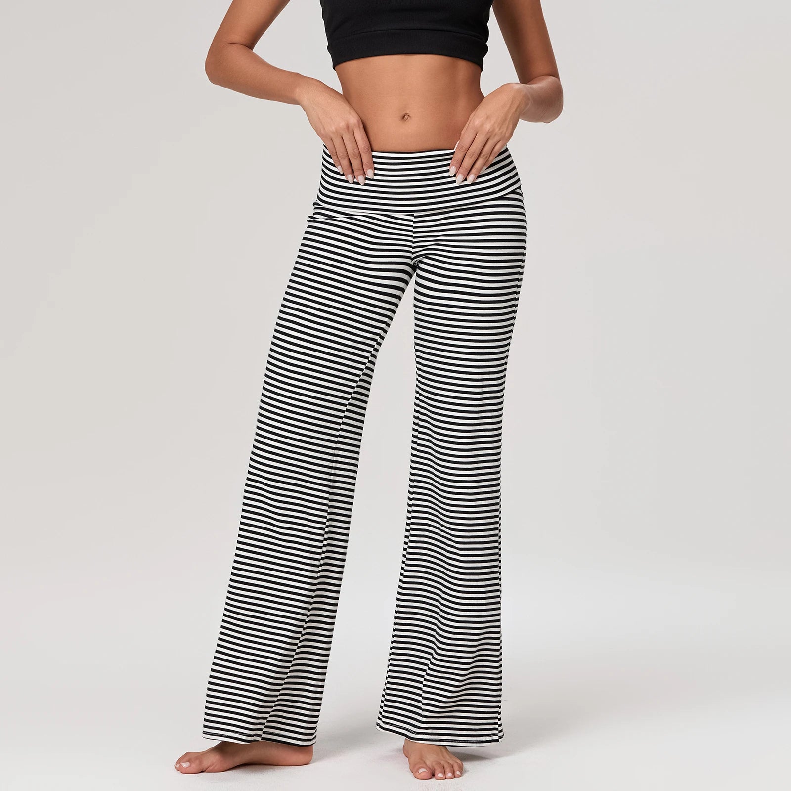 High-Waist FlowFold Flare Pants – Comfy & Stylish Stretch Loungewear
