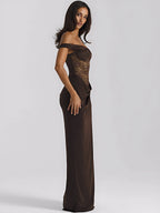 One-Shoulder Lace Maxi Dress