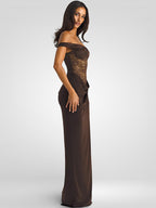 One-Shoulder Lace Maxi Dress