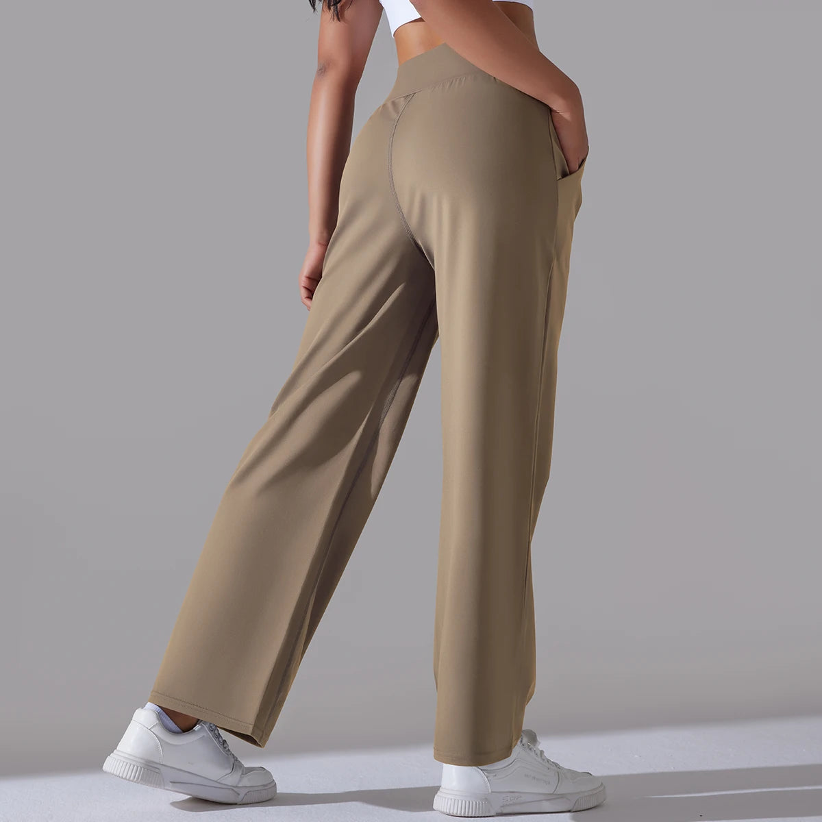 FlexDrift High-Waist Lounge Pants – Buttery Soft Wide-Leg Fit in Cocoa