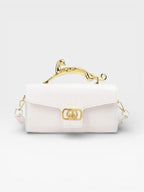 Croc-Embossed Luxe Bag with Golden Panther Handle