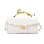 Croc-Embossed Luxe Bag with Golden Panther Handle