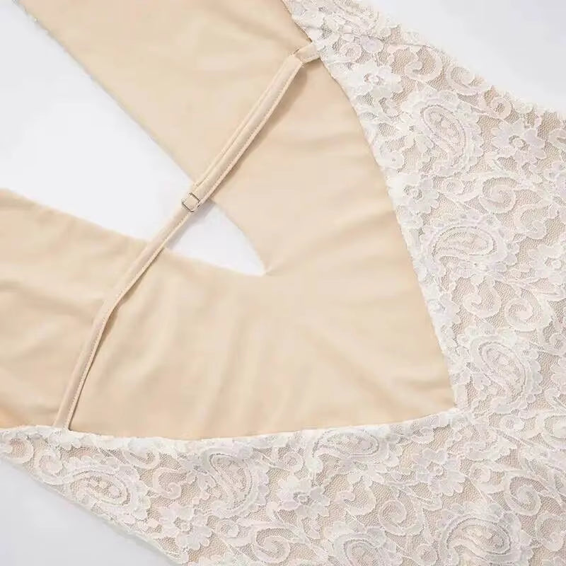 Deep-V Lace Bodycon Playsuit